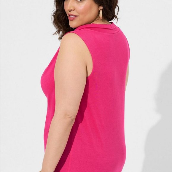 NWT Torrid Pink Studio Tissue Jersey Drape Neck Tank - Picture 2 of 4